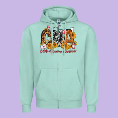 Cna Certified Nursing Assistant Zipper Hoodie Designed By Fadigitalartstudio