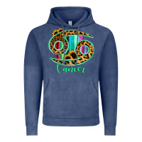 Cancer Zodiac Sign Sunflower Leopard Serape Vintage Hoodie | Teevron