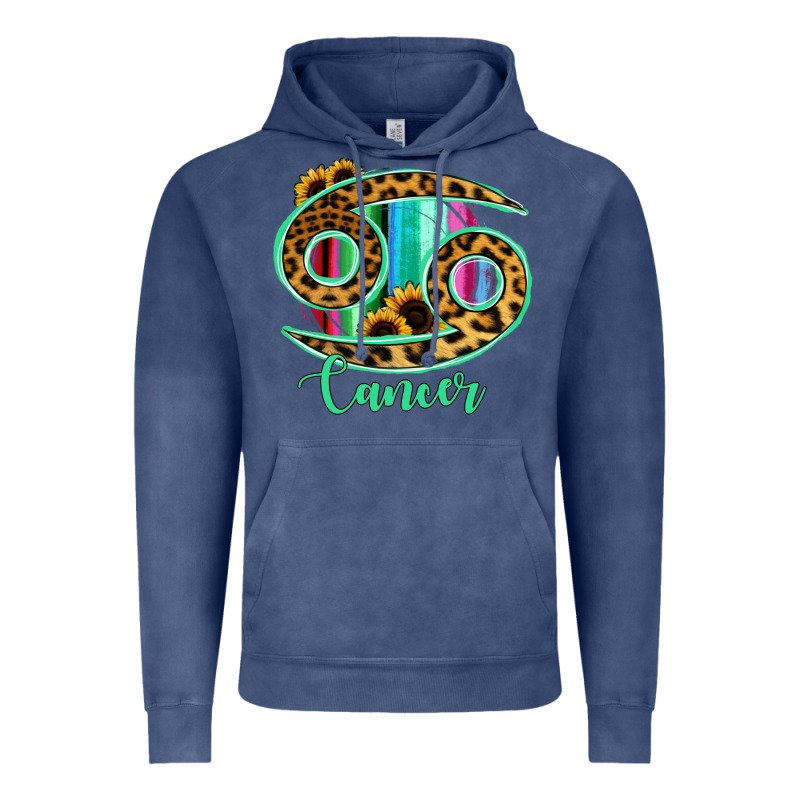 Cancer Zodiac Sign Sunflower Leopard Serape Vintage Hoodie by RanaPortraitStore | Teevron