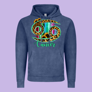 Cancer Zodiac Sign Sunflower Leopard Serape Vintage Hoodie Designed By Ranaportraitstore