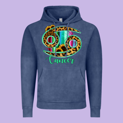 Cancer Zodiac Sign Sunflower Leopard Serape Vintage Hoodie Designed By Ranaportraitstore