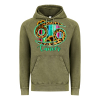 Vintage Olive Cancer Zodiac Sign Sunflower Leopard Serape Vintage Hoodie - RanaPortraitStore