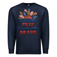 Navy home of the free because of the brave Premium Sweatshirt - BundleAndBundleShop
