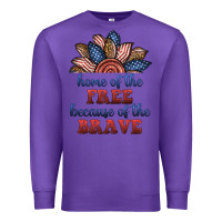 Purple home of the free because of the brave Premium Sweatshirt - BundleAndBundleShop
