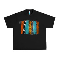 Black Western Leopard Glitter Aztec Cowhide Pattern Brushstroke Urban Heavy Tee - Bettercallsaul