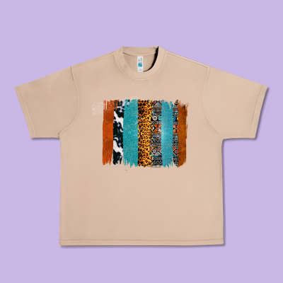 Western Leopard Glitter Aztec Cowhide Pattern Brushstroke Urban Heavy Tee Designed By Bettercallsaul
