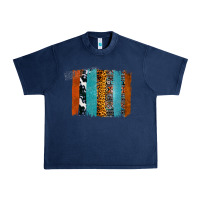 Navy Western Leopard Glitter Aztec Cowhide Pattern Brushstroke Urban Heavy Tee - Bettercallsaul