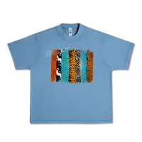 Pebble Blue Western Leopard Glitter Aztec Cowhide Pattern Brushstroke Urban Heavy Tee - Bettercallsaul