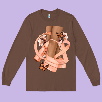 Cancer Diva Peach Ribbon Long Sleeve Tee Designed By Nancycooperartshop