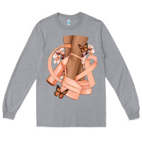 Heather Grey Cancer diva peach ribbon Long Sleeve Tee - NancyCooperArtShop