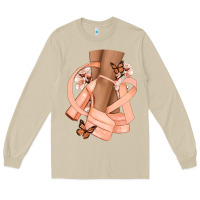 Mushroom Cancer diva peach ribbon Long Sleeve Tee - NancyCooperArtShop