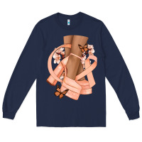Navy Cancer diva peach ribbon Long Sleeve Tee - NancyCooperArtShop