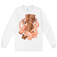 White Cancer diva peach ribbon Long Sleeve Tee - NancyCooperArtShop