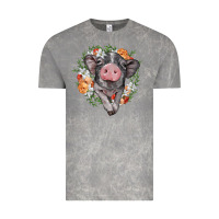 Cloud Rock baby pig floral wreath Vintage Tee - BarkalooDesign