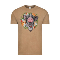 Baby Pig Floral Wreath Vintage Tee | Teevron