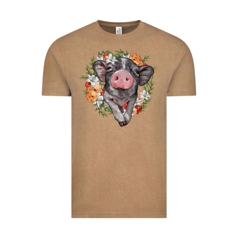 Baby Pig Floral Wreath Vintage Tee by BarkalooDesign | Teevron