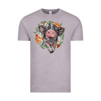 Vintage Zinc baby pig floral wreath Vintage Tee - BarkalooDesign