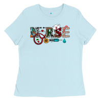 Baby Blue christmas nurse Ladies Tee - RanaPortraitStore