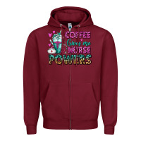 Burgundy Coffee Gives Me Nurse Powers Zipper Hoodie - FaDigitalArtStudio