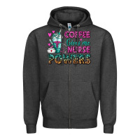 Charcoal Heather Coffee Gives Me Nurse Powers Zipper Hoodie - FaDigitalArtStudio