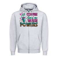 Heather Grey Coffee Gives Me Nurse Powers Zipper Hoodie - FaDigitalArtStudio