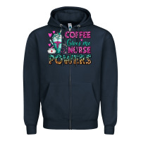 Navy Coffee Gives Me Nurse Powers Zipper Hoodie - FaDigitalArtStudio