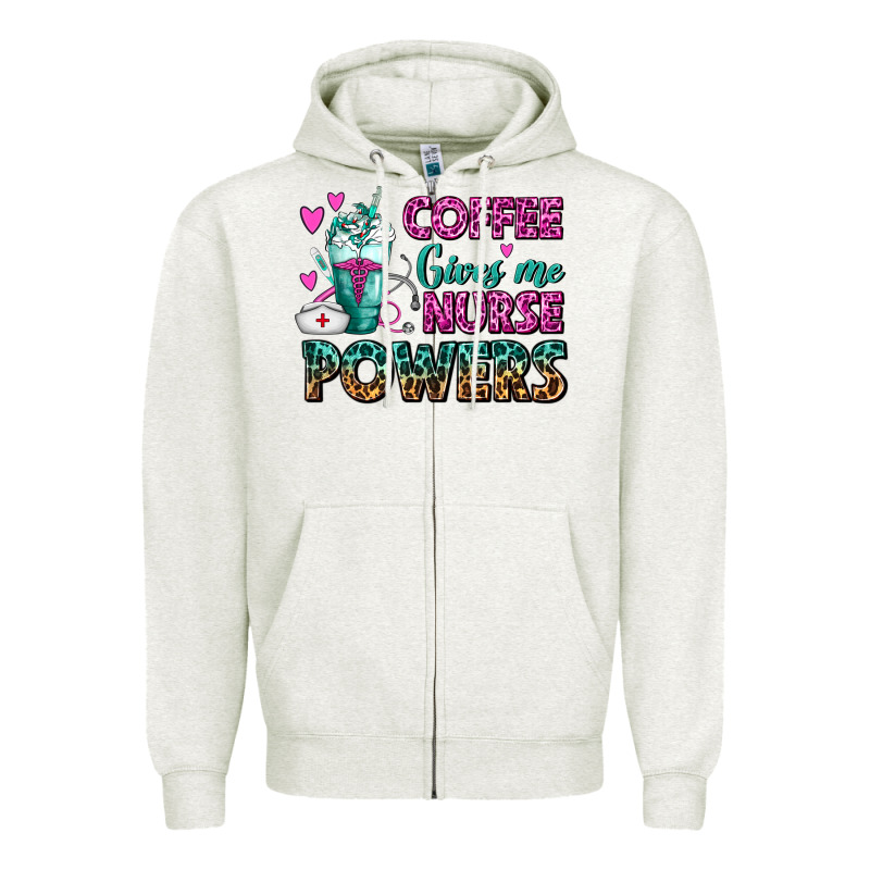 Coffee Gives Me Nurse Powers Zipper Hoodie by FaDigitalArtStudio | Teevron