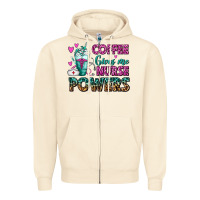 Sandshell Coffee Gives Me Nurse Powers Zipper Hoodie - FaDigitalArtStudio