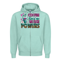 Seafoam Coffee Gives Me Nurse Powers Zipper Hoodie - FaDigitalArtStudio