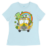 Baby Blue st. patrick's day school bus Ladies Tee - MaliasSmallBusiness