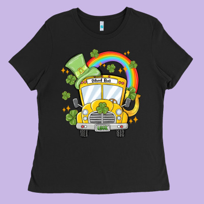St. Patrick's Day School Bus Ladies Tee Designed By Maliassmallbusiness
