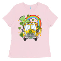 Bubblegum Pink st. patrick's day school bus Ladies Tee - MaliasSmallBusiness