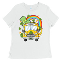 White st. patrick's day school bus Ladies Tee - MaliasSmallBusiness