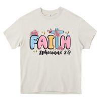Cream faith ephesians 2 8 Heavy Core Tee - MaliasSmallBusiness