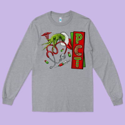 Christmas Character Nurse Long Sleeve Tee Designed By Nancycooperartshop