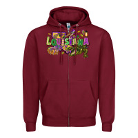Burgundy louisiana mardi gras Zipper Hoodie - FaDigitalArtStudio