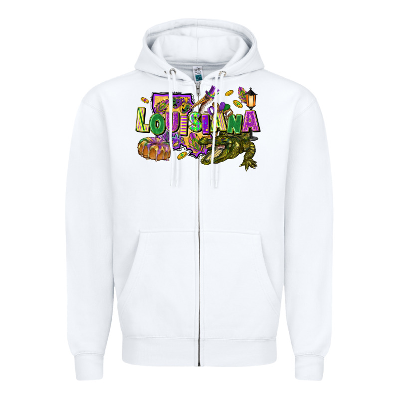 Louisiana Mardi Gras Zipper Hoodie by FaDigitalArtStudio | Teevron