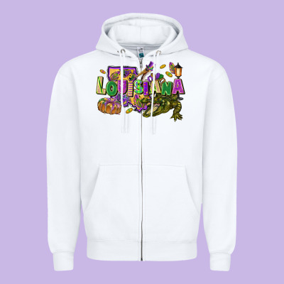 Louisiana Mardi Gras Zipper Hoodie Designed By Fadigitalartstudio