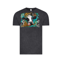 Vintage Black holstein cow leopard and western background Vintage Tee - BarkalooDesign