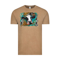 Vintage Coffee holstein cow leopard and western background Vintage Tee - BarkalooDesign