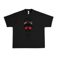 Black Glitter American Flag Patterned American Mom Skull Urban Heavy Tee - Bettercallsaul