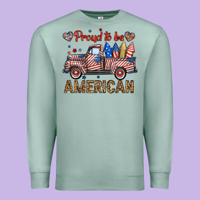Proud To Be American Truck Premium Sweatshirt Designed By Bundleandbundleshop