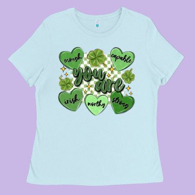 St. Patrick's Day Positive Affirmations Ladies Tee Designed By Maliassmallbusiness