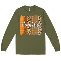 Army Green Thankful Brushstrokes Long Sleeve Tee - texasbilliewilder