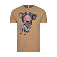 Vintage Coffee baby pig Vintage Tee - BarkalooDesign