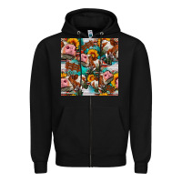 Black cow with aztec and sunflowers seamless pattern Zipper Hoodie - FaDigitalArtStudio