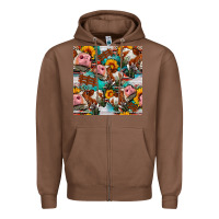 Chestnut cow with aztec and sunflowers seamless pattern Zipper Hoodie - FaDigitalArtStudio