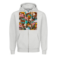 Dove Grey cow with aztec and sunflowers seamless pattern Zipper Hoodie - FaDigitalArtStudio