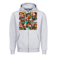 Heather Grey cow with aztec and sunflowers seamless pattern Zipper Hoodie - FaDigitalArtStudio