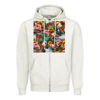 Oatmeal Heather cow with aztec and sunflowers seamless pattern Zipper Hoodie - FaDigitalArtStudio